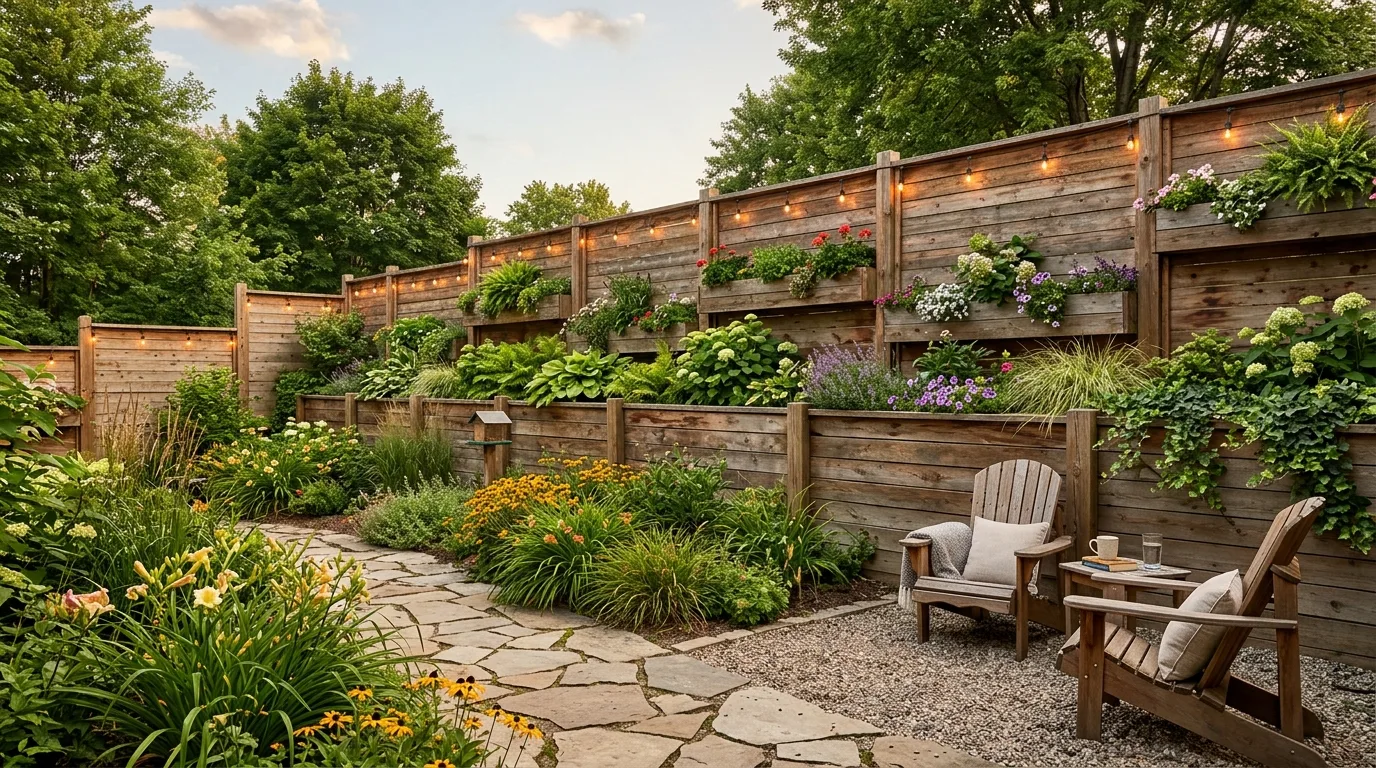 Tiered Wooden Privacy Fence